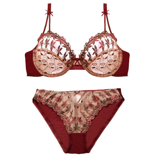 Women's Transparent Embroidered Lingerie Set