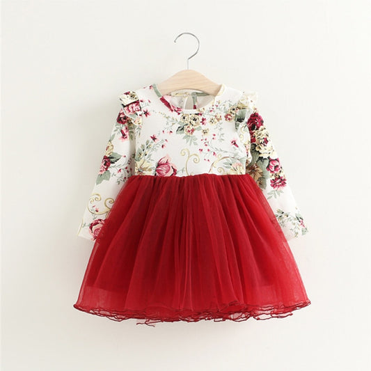 Baby Girl's Floral Printed Princess Dresses