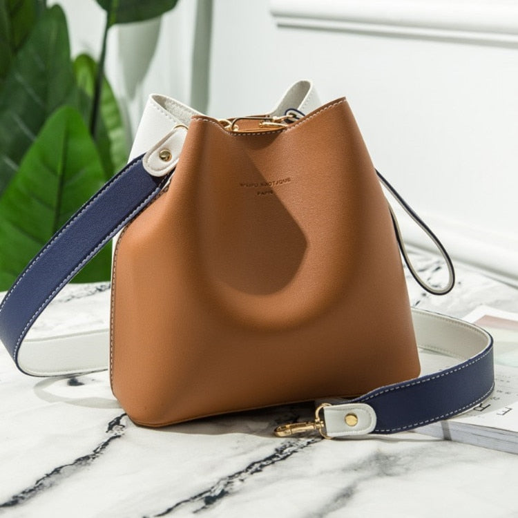 Women's PU Leather Bucket Shaped Bag