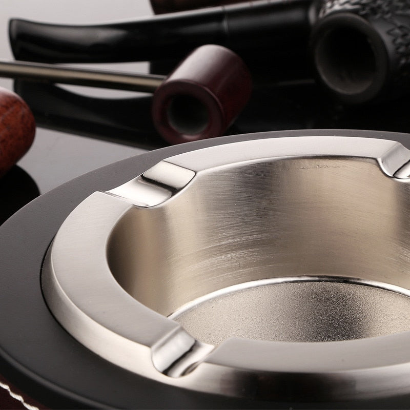 Luxury Leather Coated Metal Cigar Ashtray