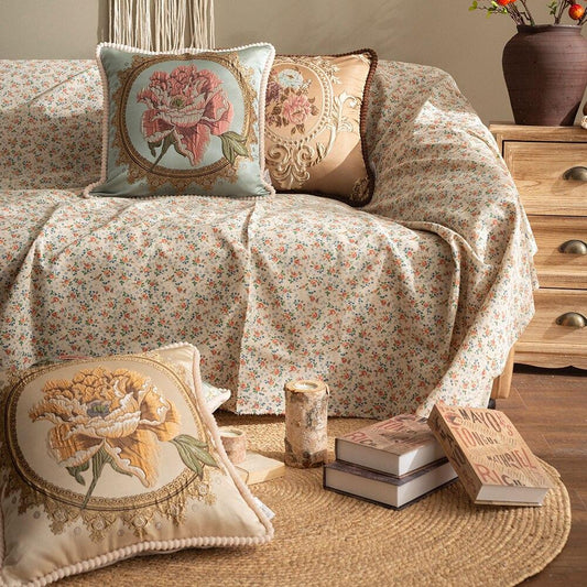 Luxury Floral Embroidered Cushion Cover