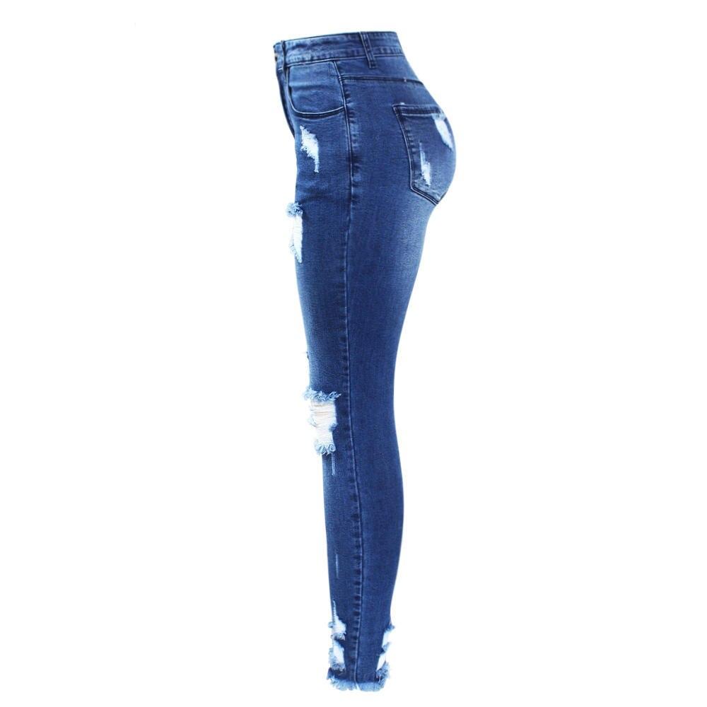 Women's Blue Ripped Skinny Jeans