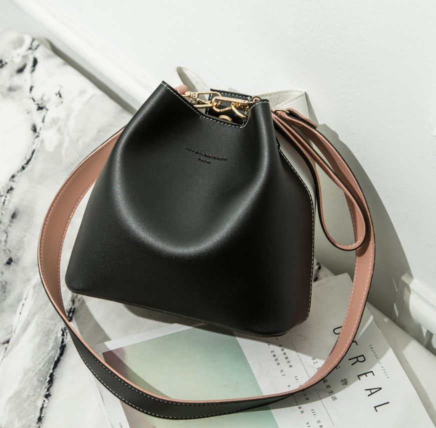 Women's PU Leather Bucket Shaped Bag