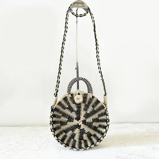 Women's Round Retro Rattan Bag