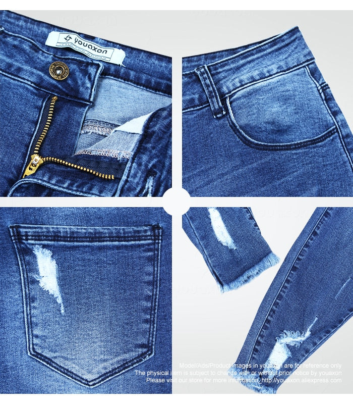 Women's Blue Ripped Skinny Jeans