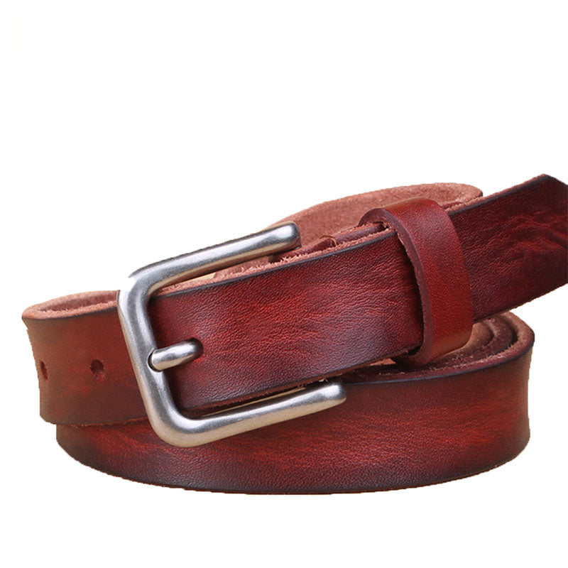 Luxury Slim Cowboy Style Genuine Leather Belt